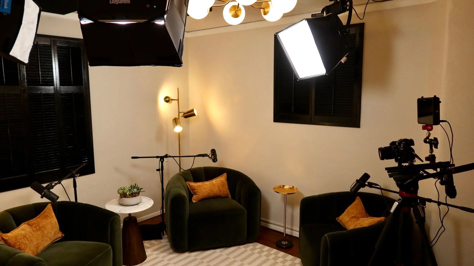 Fieldswell Studios set with production lighting